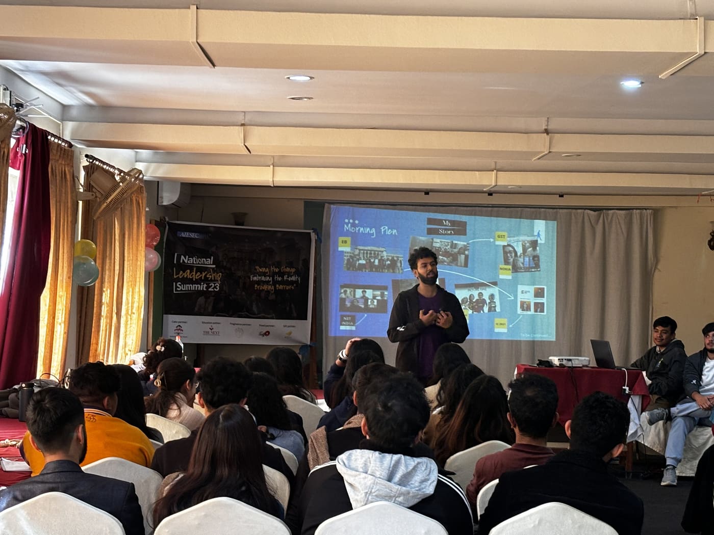 Nandesh Goudar speaking at the National Leadership Summit, Nepal